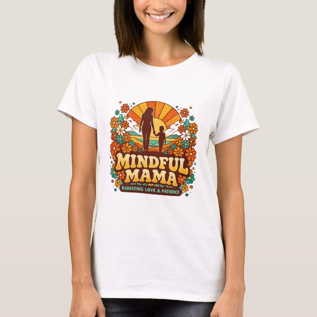 Retro Mindful Mama Sunset T-Shirt (Front)