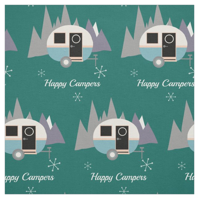 Retro Mini Camper Caravan Custom Fabric (Swatch)