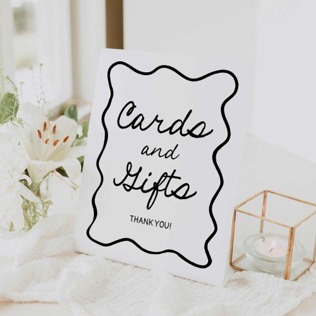 Retro Minimal Bridal Shower Cards and Gifts Sign (Retro Minimal Cards and Gifts Bridal Shower Sign)