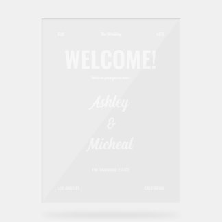 Retro Minimal Script Lettering Wedding Welcome Acrylic Sign