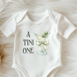 Retro Minimalist A Tini One Martini Baby Shower Bodysuit