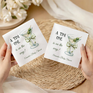 Retro Minimalist A Tini One Martini Baby Shower Napkin