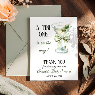 Retro Minimalist A Tini One Martini Baby Shower Thank You Card