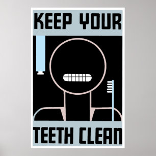 Retro minimalist ad Keep your teeth clean Poster