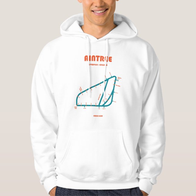 Retro Minimalist Aintree Racecourse Line Art Print Hoodie (Front)