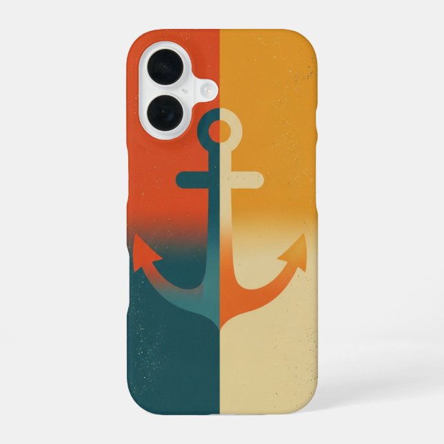 Retro Minimalist Anchor iPhone 16 Case (Back)