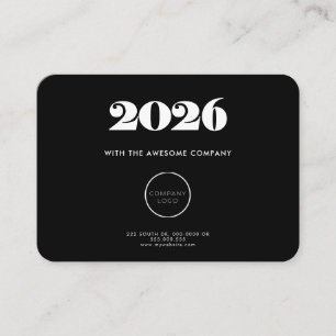 Retro minimalist Black Calendar 2025 corporate Business Card