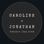 Retro Minimalist Black Typewriter Custom Wedding Classic Round Sticker<br><div class="desc">Retro Minimalist Typewriter Font Custom Wedding Classic Round Sticker in Black</div>