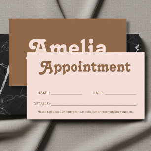 Retro Minimalist Blush Pink Brown Appointment Card