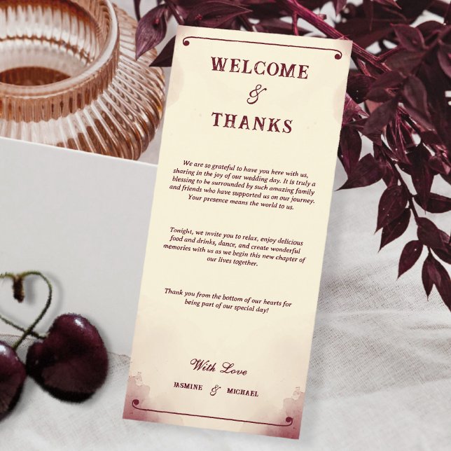 Retro Minimalist Burgundy Ivory Welcome and Thanks (Creator Uploaded)
