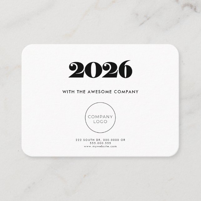 Retro minimalist Calendar 2026 corporate Business Card (Front)