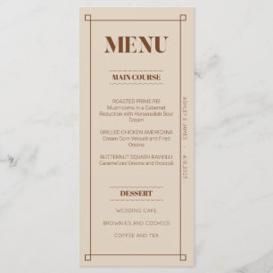 Retro Minimalist Custom Flat Menu Card