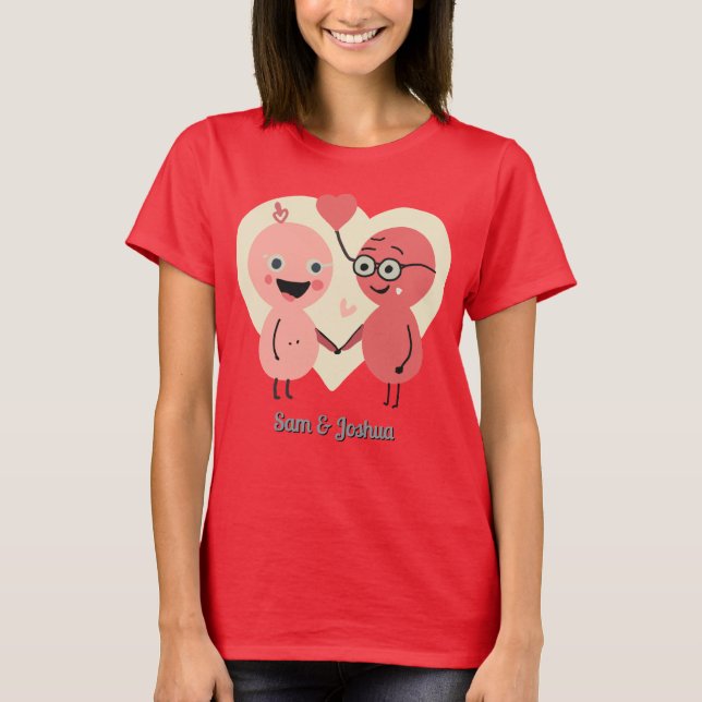 Retro Minimalist Cute Love Together | funny T-Shirt (Front)