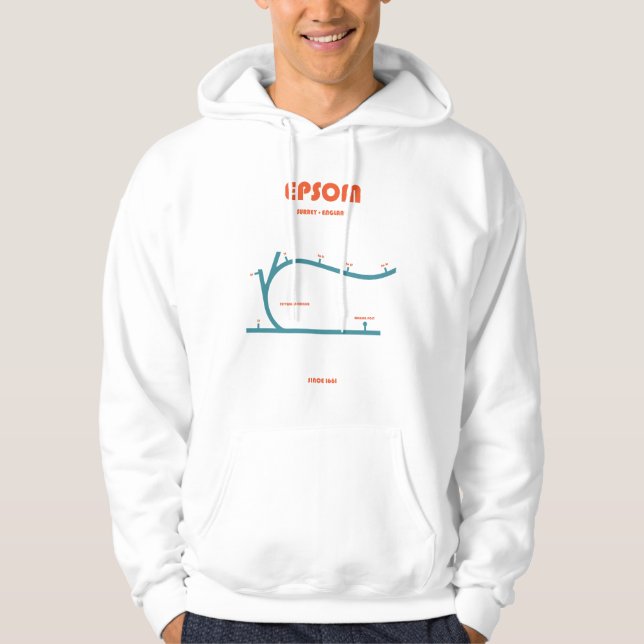 Retro Minimalist Epsom Racecourse Line Art Print Hoodie (Front)