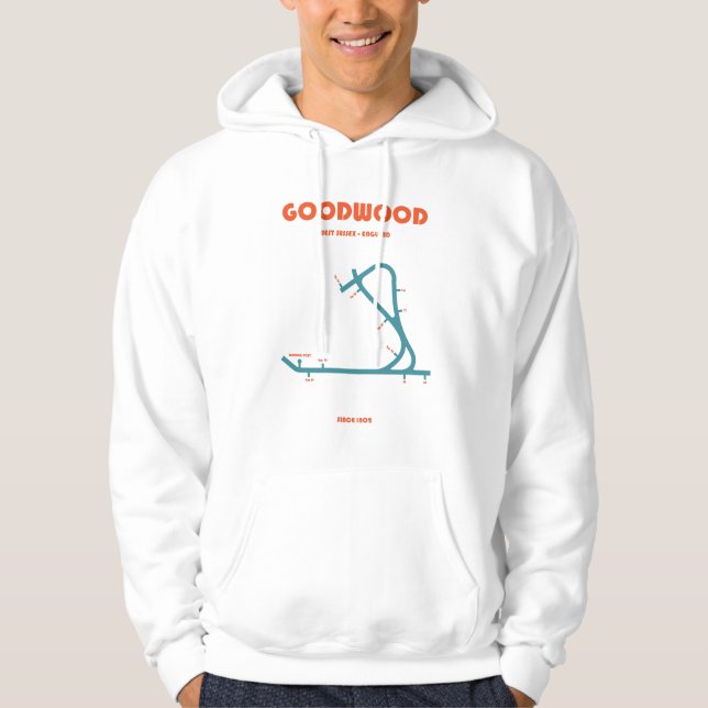 Retro Minimalist Goodwood Racecourse Line Art Prin Hoodie (Front)