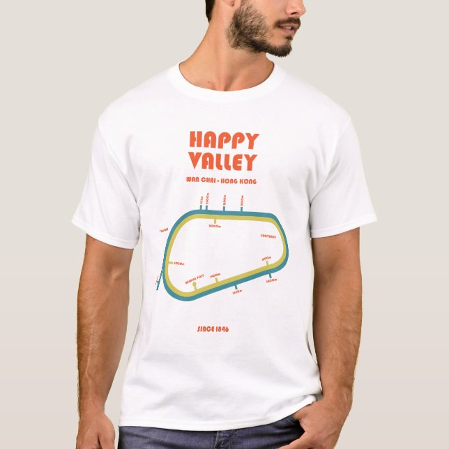 Retro Minimalist Happy Valley Racecourse Line Art  T-Shirt (Front)