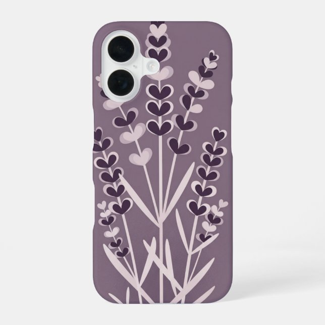 Retro Minimalist Lavender Stems iPhone 16 Case (Back)