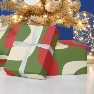 Retro Minimalist Mid-Century Christmas Patterns Wrapping Paper