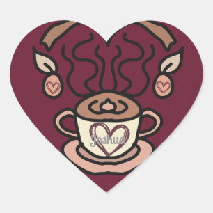 Retro Minimalist My Coffee, My Love Fun Heart Sticker