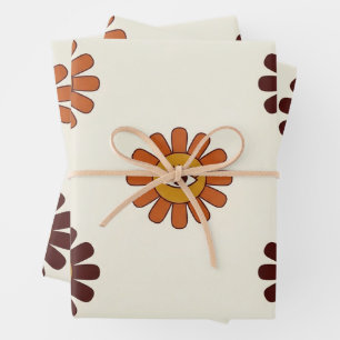 Retro Minimalist Mystic Eye Daisy Floral Wrapping Paper Sheet