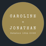 Retro Minimalist Ochre Typewriter Custom Wedding Classic Round Sticker<br><div class="desc">Retro Minimalist Typewriter Font Custom Wedding Classic Round Sticker in Ochre</div>