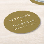 Retro Minimalist Ochre Typewriter Custom Wedding Round Paper Coaster<br><div class="desc">Retro Minimalist Typewriter Font Custom Wedding Round Paper Coaster in Ochre</div>