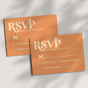 Retro Minimalist Orange Wedding RSVP