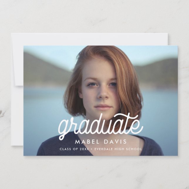 Retro minimalist Photo graduation Announcement (Front)