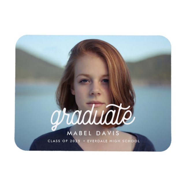 Retro minimalist Photo graduation Magnet (Horizontal)