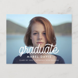 Retro minimalist Photo graduation Postcard