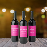 Retro Minimalist Pink Merry Christmas Holiday Wine Label<br><div class="desc">Retro Minimalist Pink Merry Christmas Holiday Wine Label</div>