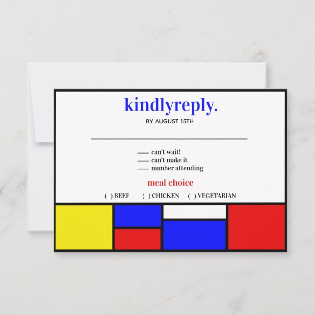Retro Minimalist Primary Colours RSVP Card (Front)