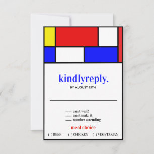 Retro Minimalist Primary Colours RSVP Card