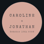 Retro Minimalist Rose Typewriter Custom Wedding Classic Round Sticker<br><div class="desc">Retro Minimalist Typewriter Font Custom Wedding Classic Round Sticker in Rose with Black Typography</div>