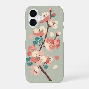 Retro Minimalist Sakura Flowers iPhone 16 Case