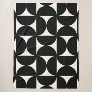 Retro Minimalist Style Black Geometric Bauhaus Sherpa Blanket