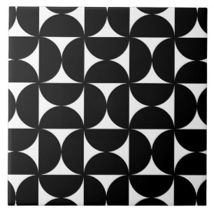 Retro Minimalist Style Black Geometric Bauhaus Tile