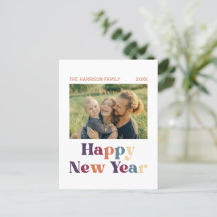 Retro Minimalist Typography New Year Photo  Postcard