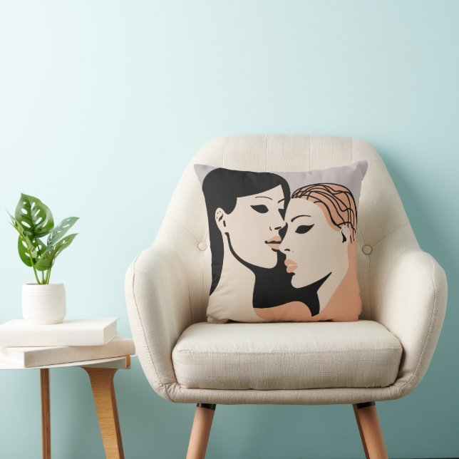 Retro Minimalist Unspoken Bond Faces Cushion (Chair)