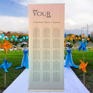 Retro Minimalist Wedding Seating Chart Retractable Banner
