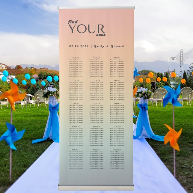 Retro Minimalist Wedding Seating Chart Retractable Banner (Creator Uploaded)