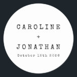 Retro Minimalist White Typewriter Custom Wedding Classic Round Sticker<br><div class="desc">Retro Minimalist Typewriter Font Custom Wedding Classic Round Sticker in White</div>