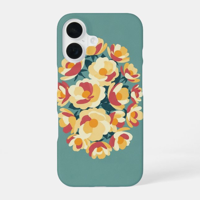 Retro Minimalist Wild Rose Illustration iPhone 16 Case (Back)