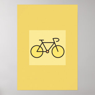 Retro Minimalist Yellow Bicycle Art Nursery Wall  Poster