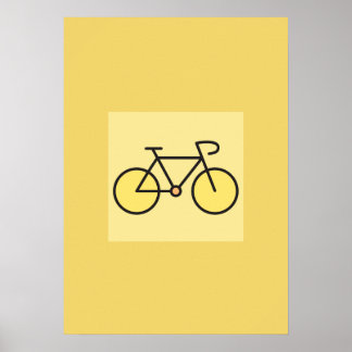 Retro Minimalist Yellow Bicycle Art Nursery Wall  Poster