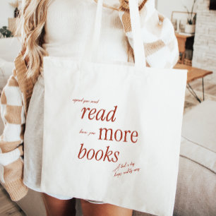 Retro Minimalistic Typography 'Read More Books' Tote Bag