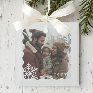 Retro Minital Wavy Photo Frame Snowflake Photo Glass Tree Decoration
