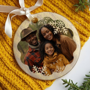 Retro Minital Wavy Photo Frame Snowflake Photo Glass Tree Decoration