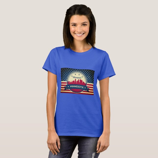 Retro Minneapolis Skyline T-Shirt (Front Full)
