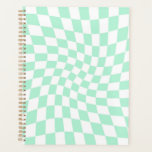 Retro Mint Checks Warped Chequerboard Chequered Planner<br><div class="desc">Perfect warped chequered design. Modern warped checkers. This nice retro psychedelic design takes you to the wonderland. Warped checks in pastel colours. Twirl and swirl,  twist checks,  chequered pattern</div>